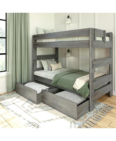 Max and Lily Solid Wood Modern Farmhouse Twin/Twin Bunk Bed with Storage Drawers