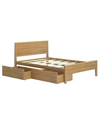 Max & Lily Classic Full-Size Bed with Panel Headboard and Storage Drawers, Pecan