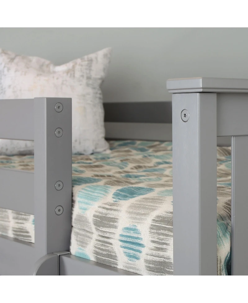 Max and Lily L-Shaped Twin over Full Bunk Bed with Bookcase Desk, Clay
