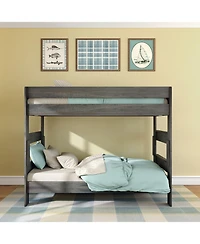 Max and Lily Twin over Bunk Bed, Farmhouse Solid Wood Beds for Kids, Driftwood