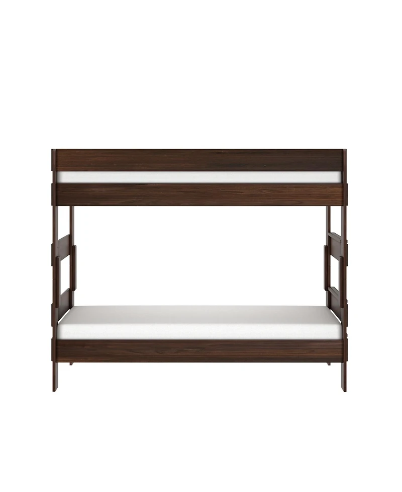 Max and Lily Twin over Bunk Bed, Farmhouse Solid Wood Beds for Kids, Driftwood