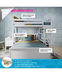 Max and Lily L-Shaped Twin over Full Bunk Bed with Bookcase Desk, Clay