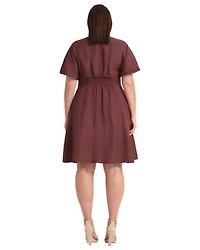 Estelle Women's Heather Linen Zip-Front Fit Flare Mini Dress