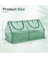 Aoodor 4x2x2 Ft Raised Garden Bed with Mini Greenhouse Cover, Pe Planter Box Kit with Windows for Herbs, Flowers and Vegetables