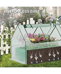 Aoodor Raised Garden Bed Kit, Galvanized Planter Box with Pe Cover, Screen Windows for Gardening