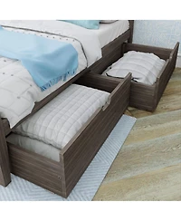 Max & Lily Classic Full-Size Bed with Panel Headboard and Storage Drawers, Pecan