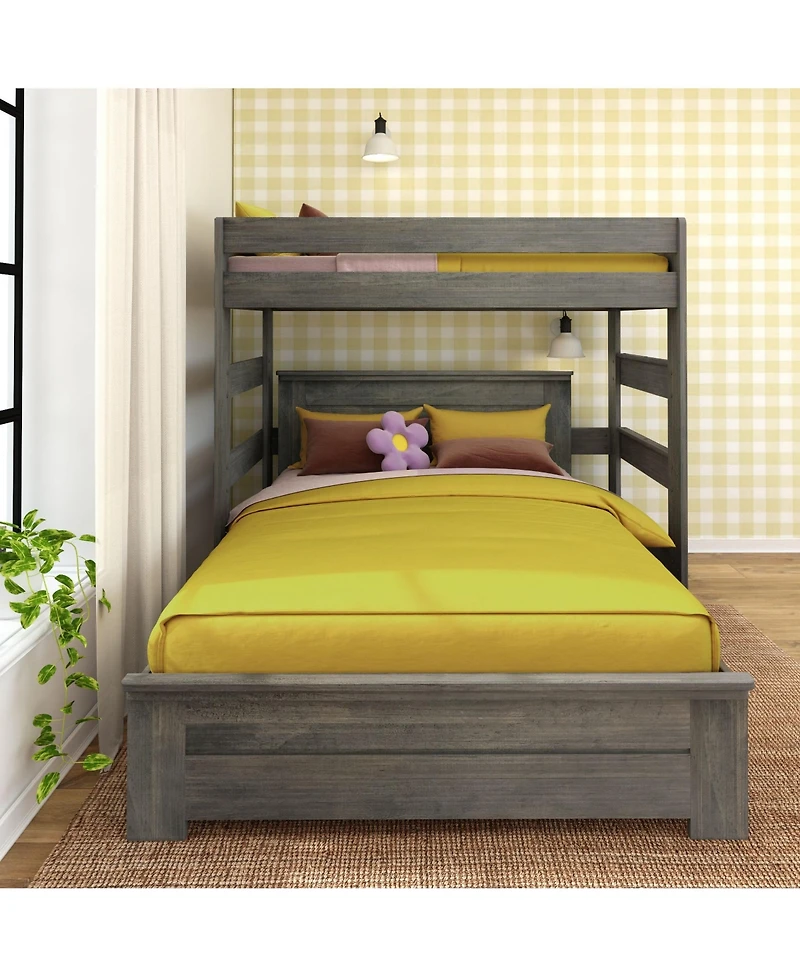 Max & Lily Farmhouse Twin Over Panel Queen L-Shaped Bunk Bed