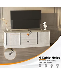 gaomon Farmhouse Tv Stand for TVs, Wood Entertainment Center with Storage Cabinets and Adjustable Shelves