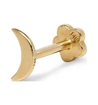 Curata Jewelry Solid 14k Yellow Gold 18G 6mm Crescent Moon Labret Cartilage Flat