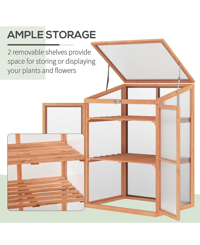 Wooden Cold Frame Greenhouse Planter Box, Herb, Vegetable Gardening