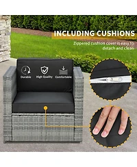 Outsunny Wicker Bistro Patio Set, 2 Porch Chairs & Glass Table,