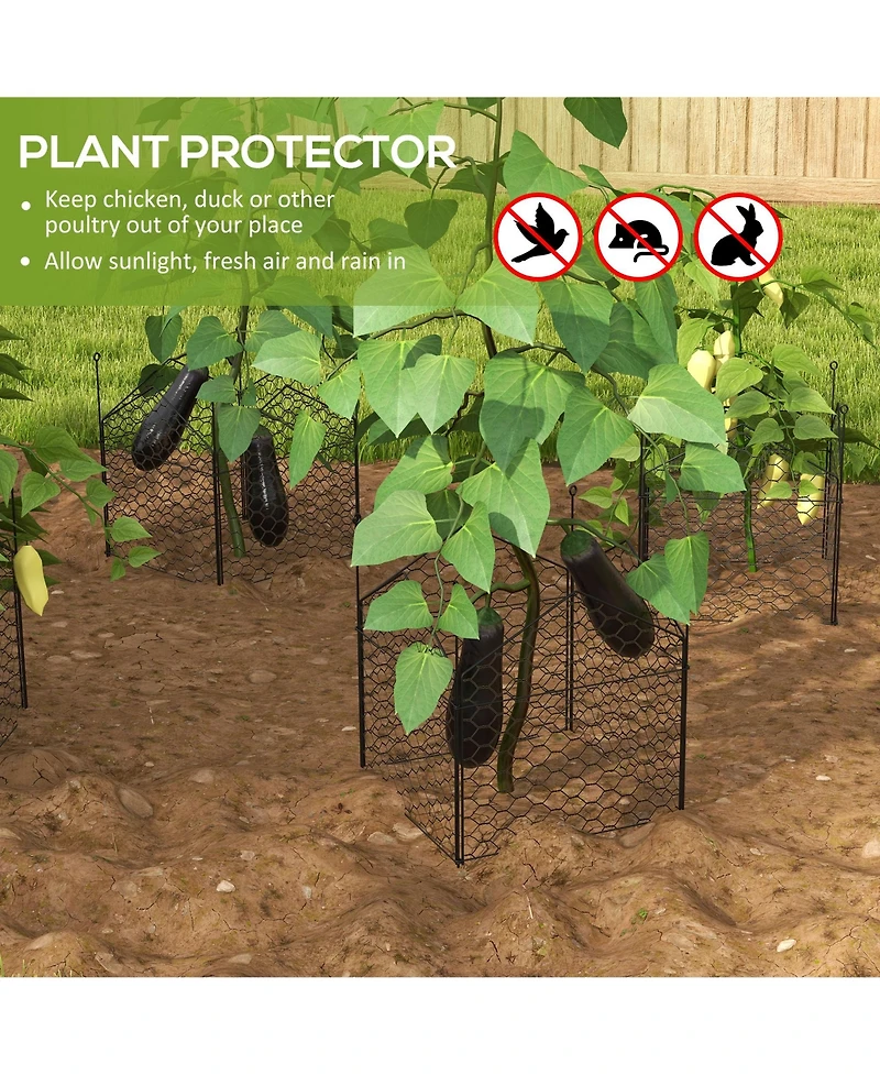 Outsunny 4 Pack Garden Chicken Wire Cloche, Plant Protectors from Animals