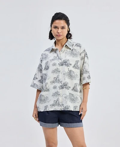 Reistor Women's Oversized High-Low Shirt Animal print