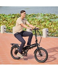 GoPowerBike GoVolt Folding Electric Bike for Adults | 20" Tires 500W Motor 45+ Mile Range 20mph Top Speed Class 1 & 2 eBike Black