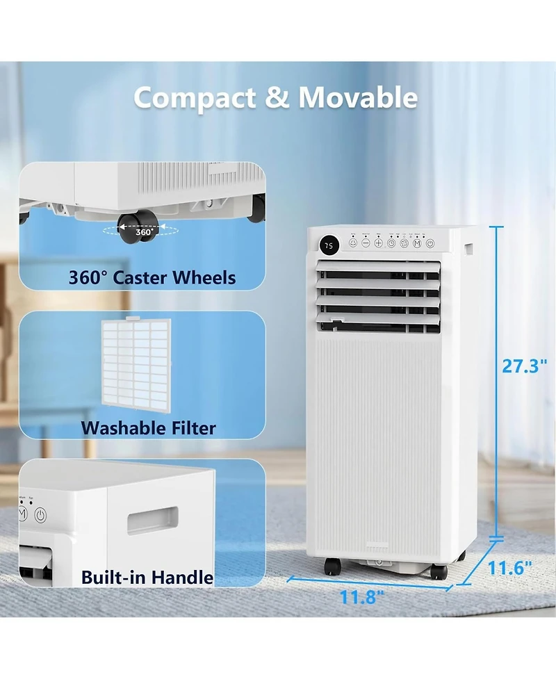 Cowsar 10,000 Btu Portable Ac, 4-in-1 with Timer and Remote