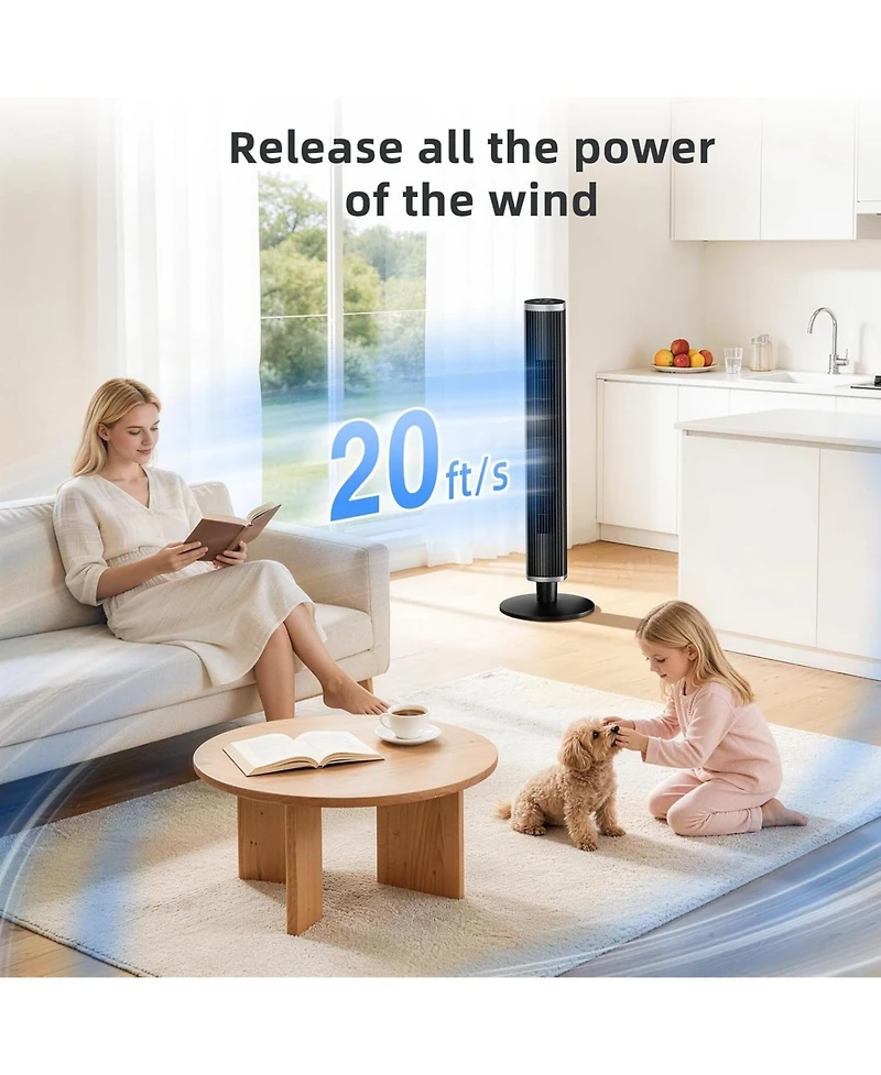 Cowsar 41" Tower Fan, 6 Speeds, 4 Modes, Timer