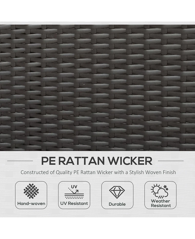 Outsunny 3 Piece Rattan Wicker Chaise Lounge Set, Cushioned Poolside Reclining Lawn Chairs with Tempered Glass Outdoor Side Table, Teal