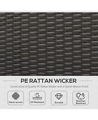 Outsunny 3 Piece Rattan Wicker Chaise Lounge Set, Cushioned Poolside Reclining Lawn Chairs with Tempered Glass Outdoor Side Table, Teal