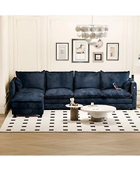 Dyhome Modular Sectional Sofa L Shaped Couch, Seat Sofa Set with Ottoman and Pillows