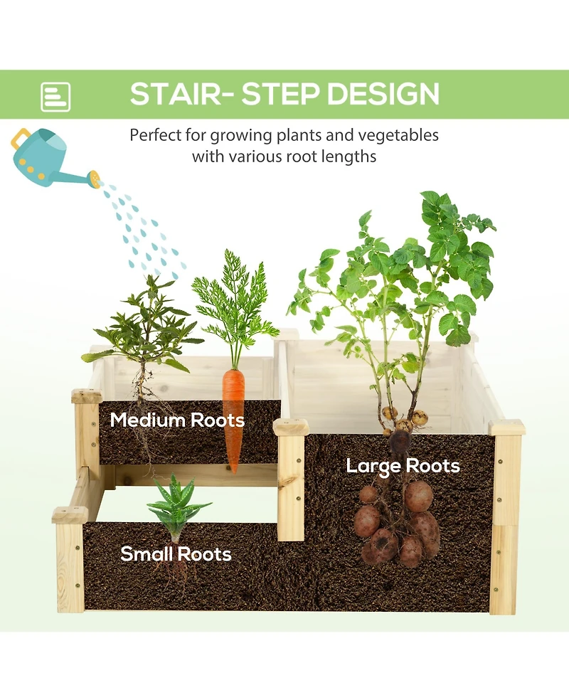 Outsunny 3 Tier Raised Garden Bed, Planter Box for Vegetables Herbs Flowers