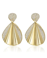 Exquisite 14K Gold-Plated Cubic Zirconia Extra Large Dangle Earrings