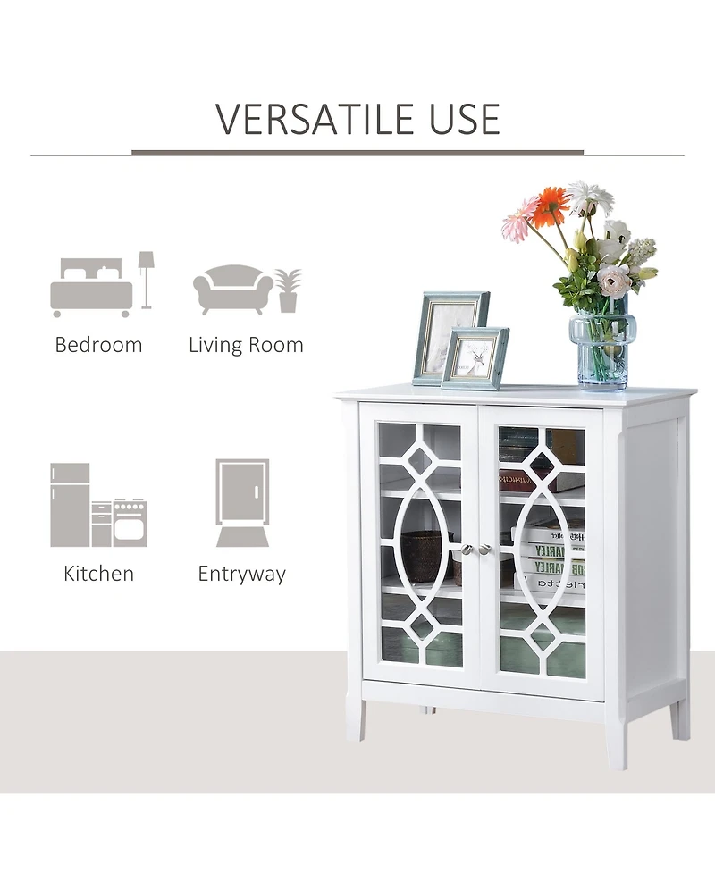 Homcom Sideboard Display Cabinet with Double Glass Doors & 2 Adjustable Shelves