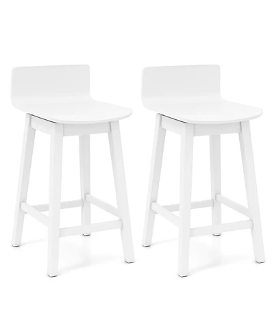 Slickblue Counter Height Swivel Bar Stools Set of 2, Wooden Frame with Low Back and Rubber Wood Legs