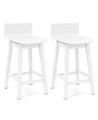 Slickblue Counter Height Swivel Bar Stools Set of 2, Wooden Frame with Low Back and Rubber Wood Legs
