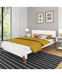 Max & Lily Mid-Century Modern Queen Platform Bed for Kids, Solid Wood