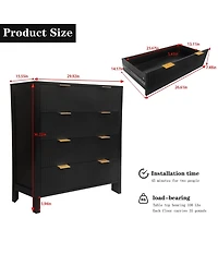 gaomon 4 Drawer Fluted Dresser for Bedroom, Modern Wood Chest with Gold Handles, Narrow Storage Cabinet or Tv Stand