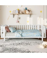 Rainsken Twin Kids Bed Frame with Rails, Montessori Frame, a low iron double bed, for Girls Boys Teens, No Box Spring Needed