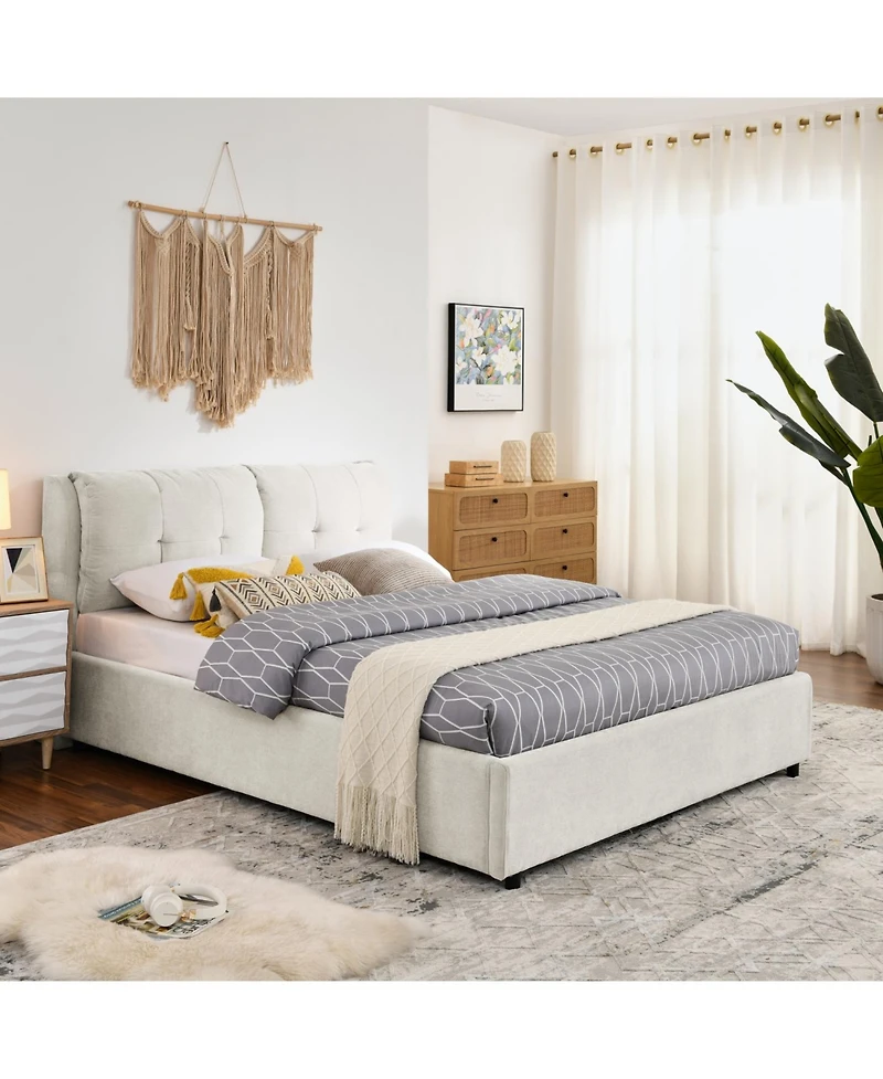 Rainsken Upholstered Platform Bed Frame with Under Bed Storage and Dual Hydraulic System for Kids Teens and Adults