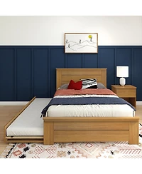 Max and Lily Full Size Bed Frame with Trundle, Solid Wood Platform Bed