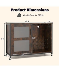 Slickblue Modern Wine Storage Cabinet with Led Lights and Adjustable Shelving
