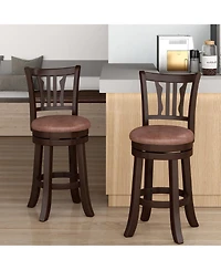 Slickblue Set of 2 Counter Height Bar Stools with Swivel Seat, Back Support and Wooden Frame