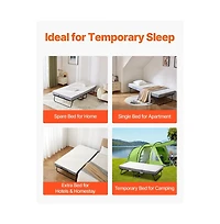 Sugift Folding Rollaway Bed with 5 in Foam Mattress, Twin Size Portable Roll Away Bed Frame, 450 lbs Capacity