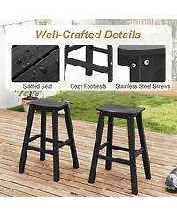 Slickblue Set of 2 Hdpe Outdoor Bar Stools, Armless Saddle Seat Patio Counter Height Chairs