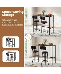 Gymax Industrial Bar Table Set Space-Saving Pub Table and Stools Set for Dining Room