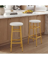 Slickblue Modern Bar Stools Set of 2 with Metal Frame and Footrest, Counter Height Seating