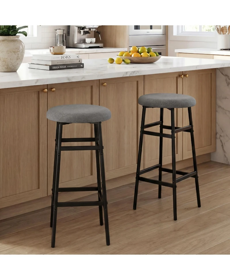 Slickblue Modern Bar Stools Set of 2 with Metal Frame and Footrest, Counter Height Seating