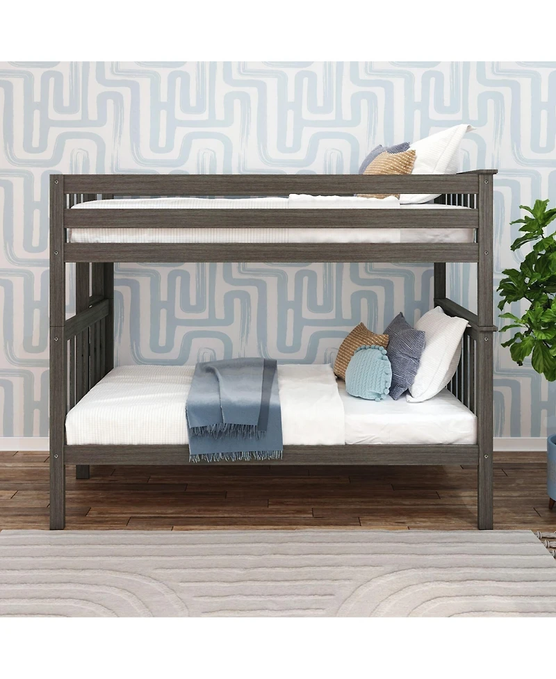 Max & Lily Solid Wood Twin over Bunk Bed with Ladder on End