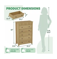 gaomon Modern Fluted 5 Drawer Tall Dresser, 31.5" Wide Wooden Storage Chest for Bedroom