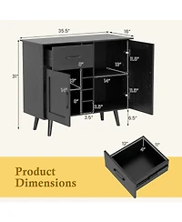 Slickblue Wine Buffet Cabinet with Built 6 Bottle Rack for Dining Room
