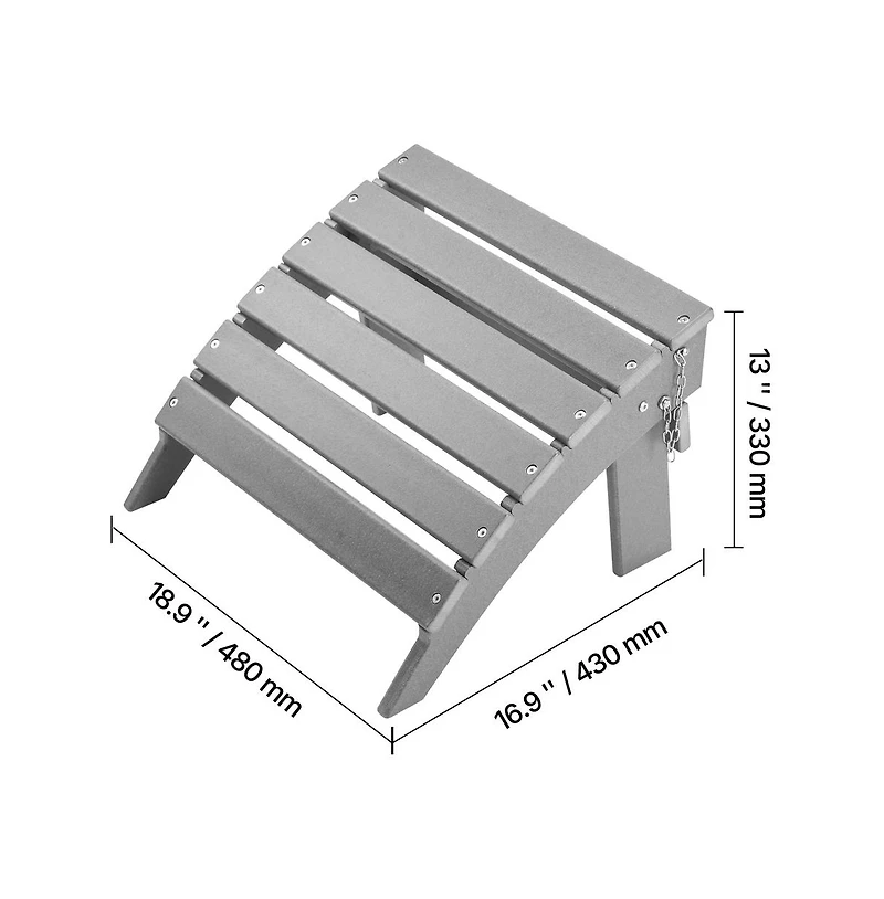 Sugift Folding Adirondack Ottoman , Hdpe Weather-Resistant Patio Footrest for Adirondack Chair
