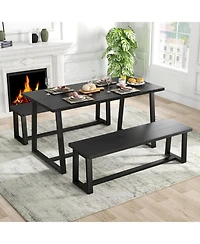 Gouun Large Dining Table with Metal Frame and Anti-Slip Foot Pads