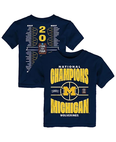 Outerstuff Toddler Navy Michigan Wolverines 2026 Ncaa Men's Basketball National Champions Bracket T-Shirt