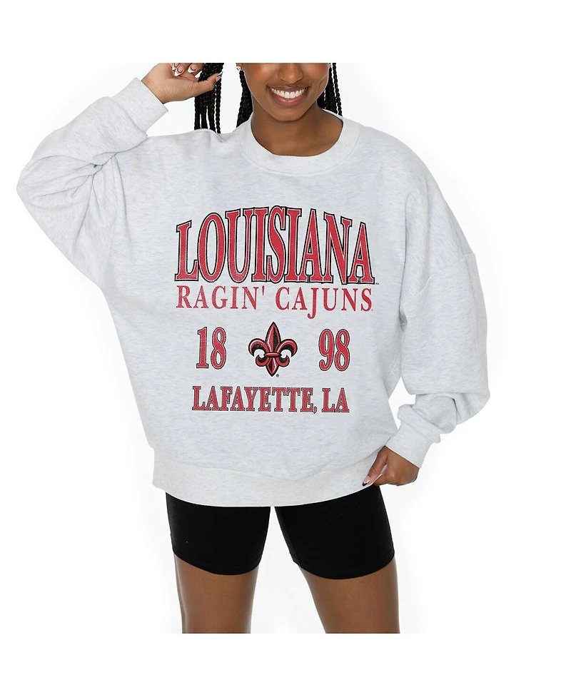 Gameday Couture Women's Ash Louisiana Ragin' Cajuns Premium Fleece Pullover Sweatshirt