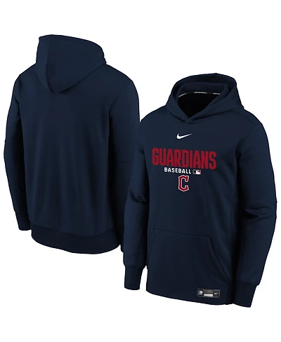 Nike Big Boys and Girls Navy Cleveland Guardians Authentic Collection Therma-fit Hoodie