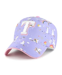 '47 Brand Big Girls Lavender Texas Rangers Unicorn Clean Up Adjustable Hat