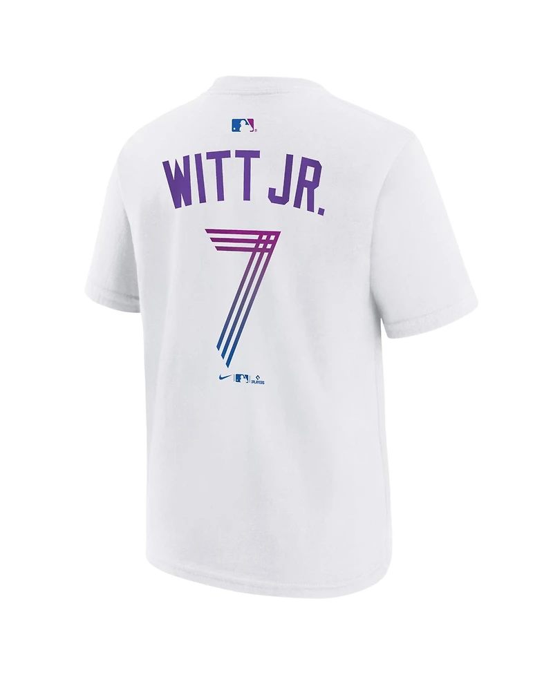 Nike Big Boys and Girls Bobby Witt Jr. White Kansas City Royals 2026 Connect Name Number T-Shirt